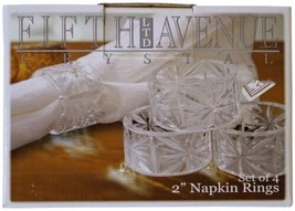 Fifth Avenue Crystal 2&quot; Napkin Rings Set Of 4 New In Open Box Cib Essex 5th Ave - £23.34 GBP