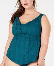 BECCA ETC Womens Plus Size Color Play Tankini Swim Top Color Forest Size 1X - £76.22 GBP