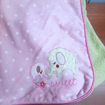 Just One You Carters Baby Blanket So Sweet Elephant pink polka dot Sherpa Green - £50.90 GBP