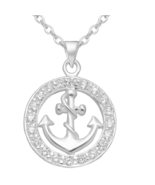 Nautical Anchor Circle 925S Pendant Hope Good Luck Faith Security Necklace - $677.42 MXN