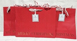 12 Merry Christmas Large Gift Bag With Tiny Scatter Dots Red Sugar Paper 10x12x5 image 3