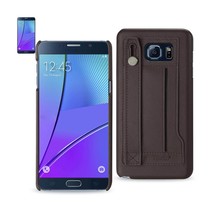 [Pack Of 2] Reiko Samsung Galaxy Note 5 Genuine Leather Hand Strap Case In Umber - £23.46 GBP