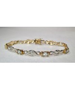 Sterling Silver Aquamarine Diamond Ladies Gemstone Gold Vermeil Bracelet... - £38.05 GBP