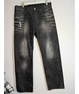 ARMANI EXCHANGE Jeans Men&#39;s W 34 Ripped Wide Fit Zip Faded Distressed Black - $54.34 CAD