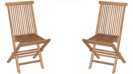 Teak Tiki Folding Chairs Patio Deck Set of 2 - £207.67 GBP