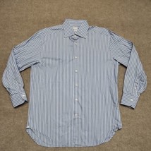 Ermenegildo Zegna Dress Shirt Men 16.5 42 Blue White Striped Long Sleeve... - £33.84 GBP