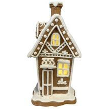 Battery Operated Lighted Holiday Gingerbread House with Chimney Figurine 8 Inch - $34.98