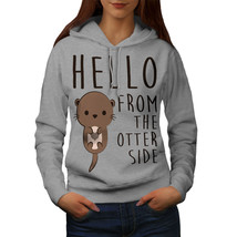 Wellcoda Hello Other Side Otter Womens Hoodie, Pun Casual Hooded Sweatshirt - £28.52 GBP