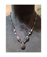 Women&#39;s Black Beaded Necklace With Teardrop Pendant And Lobster Clasp Lock - $36.12 CAD