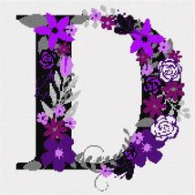 Pepita needlepoint kit: The Letter D Flowering Purple, 13&quot; x 13&quot; - £37.39 GBP+