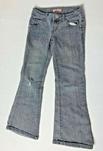 Levis Girls Sz 7 Gray Denim Jeans Distressed Flap Pocket  - £6.23 GBP