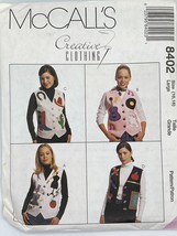 McCalls Womens Vest Sewing Pattern 8402 Size L (16-18) Creative Designs - $4.80