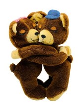 Vintage Dakin Hugging Bears Plush Boy &amp; Girl Stuffed Animals Toy 10&quot; 1976 Hats - £19.42 GBP