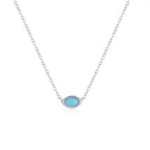 925 sterling silver necklace water drop eye shape turquoise pendant gold plated  - £24.04 GBP