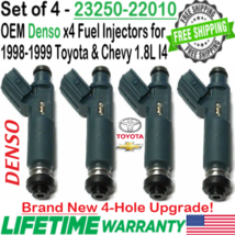 NEW OEM x4 Denso 4Hole Upgrade Fuel Injectors for 1998-99 Toyota, Chevrolet 1.8L - £162.96 GBP