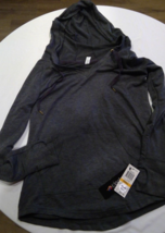 Ideology Women&#39;s Long Sleeve V-neck Hooded sweatshirt Gray Smalll - £34.91 GBP