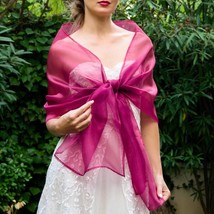 Luxury Organza wrap shawl bolero Winter wedding shrug elegant 200 cm Pink Fuchsi - £16.52 GBP