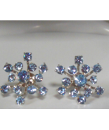 Vintage Signed Coro Silver-tone Blue Rhinestone Screw-back Earrings - $33.65 CAD