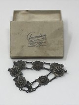 Antique Victorian Silver 7 Pendent Bracelet 7.25&quot; Long Marinette Wisconsin Jewel - £197.34 GBP