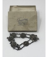 Antique Victorian Silver 7 Pendent Bracelet 7.25&quot; Long Marinette Wiscons... - £194.58 GBP