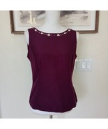 R &amp; K ORIGINALS VTG Fitted Sleevleess Top Sz 6 Burgundy Embellished Sea ... - $24.16 CAD