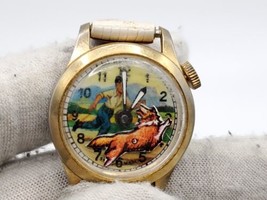 Vintage Mechanical Swiss Boy With Dog Watch For Parts Or Repair 25mm - $24.99