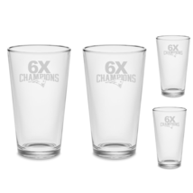  SET OF 4  New England Patriots 6X Champions Beer Etched Glasses FREE Decal  - £28.31 GBP