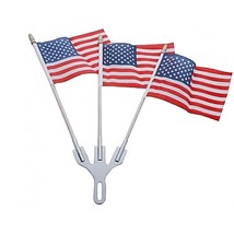 Stainless Rear License Plate Frame 3-Post Holder Parade Topper American Flags - £19.62 GBP