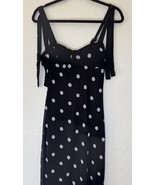 Black Polka Dot Midi Dress with Tie Straps M- Vintage-Inspired Summer Sl... - $39.64 CAD