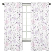 Sweet Jojo Designs Lavender Purple, Pink, Grey and White Window Treatment Panels - £80.12 GBP
