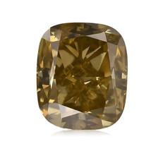4.03ct Chameleon Diamond - Natural Loose Fancy  Brown Green Yellow Color Cushion - £25,871.11 GBP