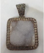 Huge &amp; Heavy Sterling Frosty &amp; Sparkly amazing Geode Necklace Pendant 47... - $75.00
