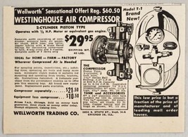 1949 Print Ad Westinghouse Air Compressors Wellworth Trading Chicago,Ill... - $10.21