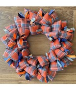 Team Colors in Orange and Blue Fabric Wreath for Game Days or Fall Door ... - £48.78 GBP