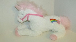 Plush White Pink Rainbow Unicorn Wal-mart glitter shimmer mane - £15.85 GBP