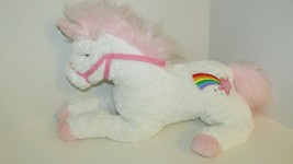 Plush White Pink Rainbow Unicorn Wal-mart glitter shimmer mane - £15.68 GBP