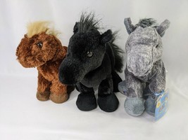 Ganz Webkinz Horse Plush Lot Grey HM098 Brown HM103 Black HM145 Stuffed ... - $16.95