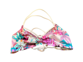 HULA HONEY Size Large Swim Top Floral Geometric Strappy Unpadded - £13.17 GBP