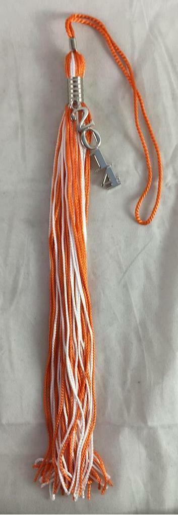 NEW Orange &amp; White Class 2014 Charm Graduation Tassel 9&quot; Jostens - $6.92