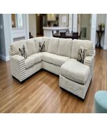 Corsham Large U-Shape Sectional in Ivory Thick Stripe Fabric - $1,899.00