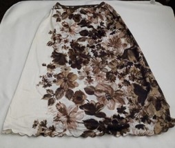 Vintage Hollywood Vasserette by Munsingwear Brown Tan Floral Nylon Slip Skirt... - £23.60 GBP