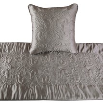 Silver Soft - Silver Satin Decorative Bed Runner and Pillow Cover - $75.44+