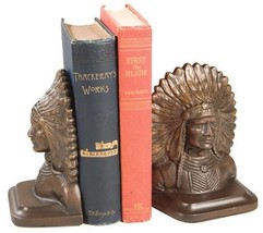 Bookends Bookend AMERICAN WEST Lodge Chief Sitting Bull Resin Hand-Cast - £164.40 GBP