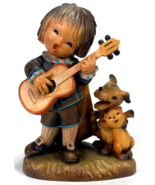 Anri Wood Carving Figurine Statue Romeo Playing Guitar Dog &amp; Cat by Ferr... - £31.42 GBP