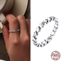 Genuine 925 Sterling Silver Fashion Rainbow Heart Ring for Women Love Rings Luxu - £16.96 GBP