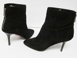 Audrey Brooke Black Suede Ankle Boots Stiletto Heels Fashion Back Zip Sz... - $28.95