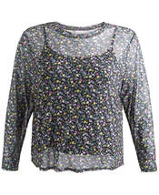 Love Fire Trendy Plus Size Long-Sleeved Printed Mesh Top, Choose Sz/Color - £21.57 GBP