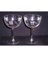 2 Vtg Etched Crystal Stem 6 1/4&quot; Champagne Bar Glasses 10 oz HUNGARY - $225.80 MXN