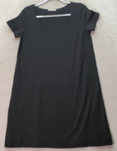 Vintage Joan Vass Shift Dress Women&#39;s 1 Black Polyester Short Sleeve Rou... - $25.85