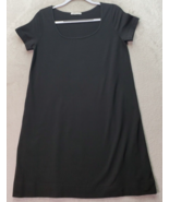 Vintage Joan Vass Shift Dress Women&#39;s 1 Black Polyester Short Sleeve Rou... - £20.42 GBP
